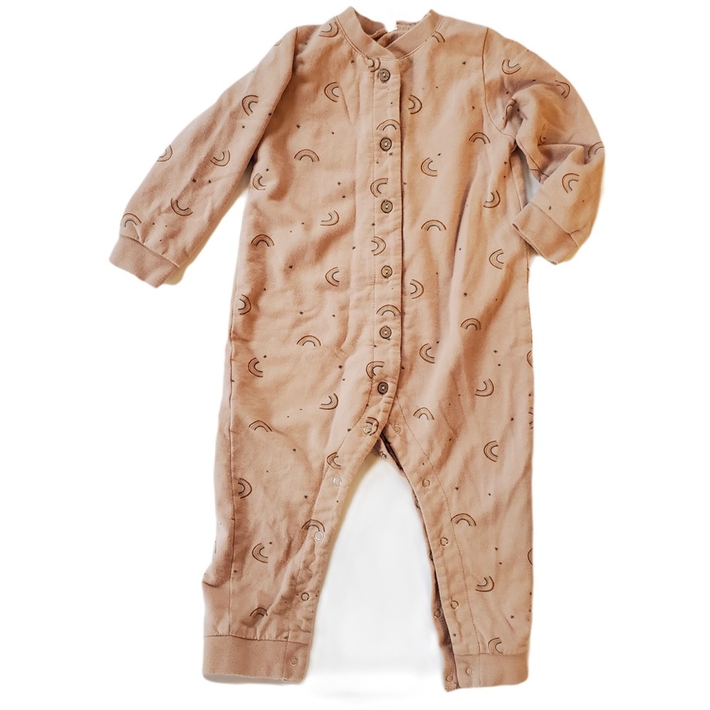 Rylee + Cru Petal Rainbow Print Long John Romper